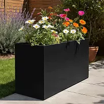 AXIS 120cm Large Trough, Black Tall Rectangular Fiberglass Planter for...