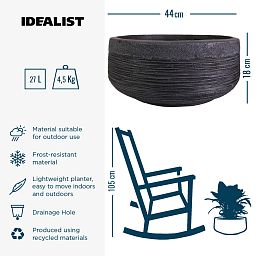 IDEALIST Lite Ribbed Light Concrete Bowl Planter