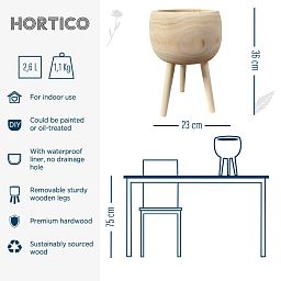 HORTICO TREND Wooden House Planter with Legs, Tall Indoor Plant Pot Stand with Waterproof Liner