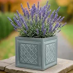 IDEALIST Lite Faux Lead Lattice Planter Light Concrete Square Box