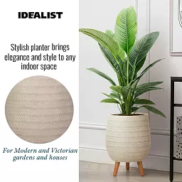 IDEALIST Lite Plaited Style Egg Planter on Legs, Round Pot Plant Stand Indoor