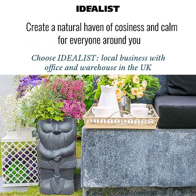 IDEALIST Lite Gnome with a Shovel Oval Plant Pot Outdoor