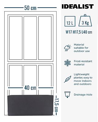 IDEALIST Lite Window Box Light Concrete Planter