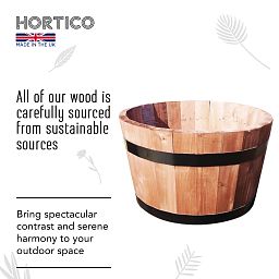 Rustic European Birch Hardwood Round Tub Half Barrel Outdoor Planter Made in UK by HORTICO