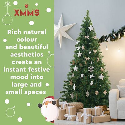 XMMS Dublin Artificial Christmas Tree with Tree Skirt & Cotton Gloves Pine Green Needles