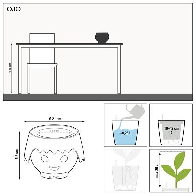 LECHUZA OJO Round Poly Resin Indoor Self-watering Planter