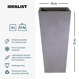 IDEALIST Lite Ribbed Light Concrete Tapered Planter