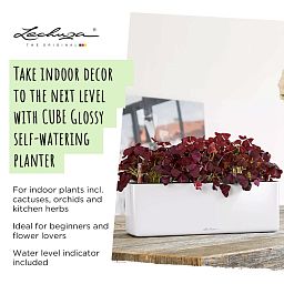 LECHUZA CUBE Glossy Triple Trough Poly Resin Self-watering Planter