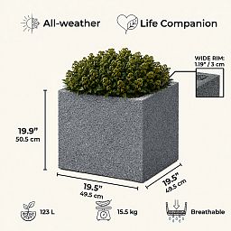 IDEALIST Lite Textured Concrete Effect Square Outdoor Planter