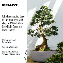 IDEALIST Lite Ribbed Light Concrete Bowl Planter