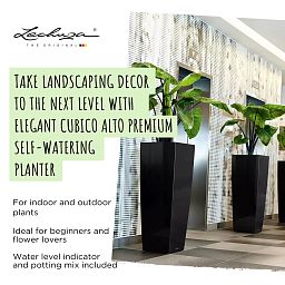 LECHUZA CUBICO ALTO Square Tall Poly Resin Self-watering Planter