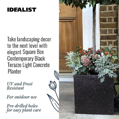 IDEALIST Lite Square Box Contemporary Marble Light Concrete Planter