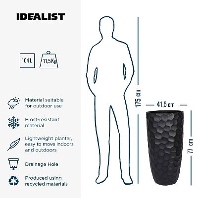 IDEALIST Lite Mosaic Style Tall Round Vase Planter Outdoor Plant Pot