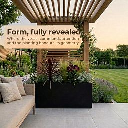 Set of 2 IDEALIST Lite Trough Garden Planters, Light Concrete Outdoor Large Plant Pots