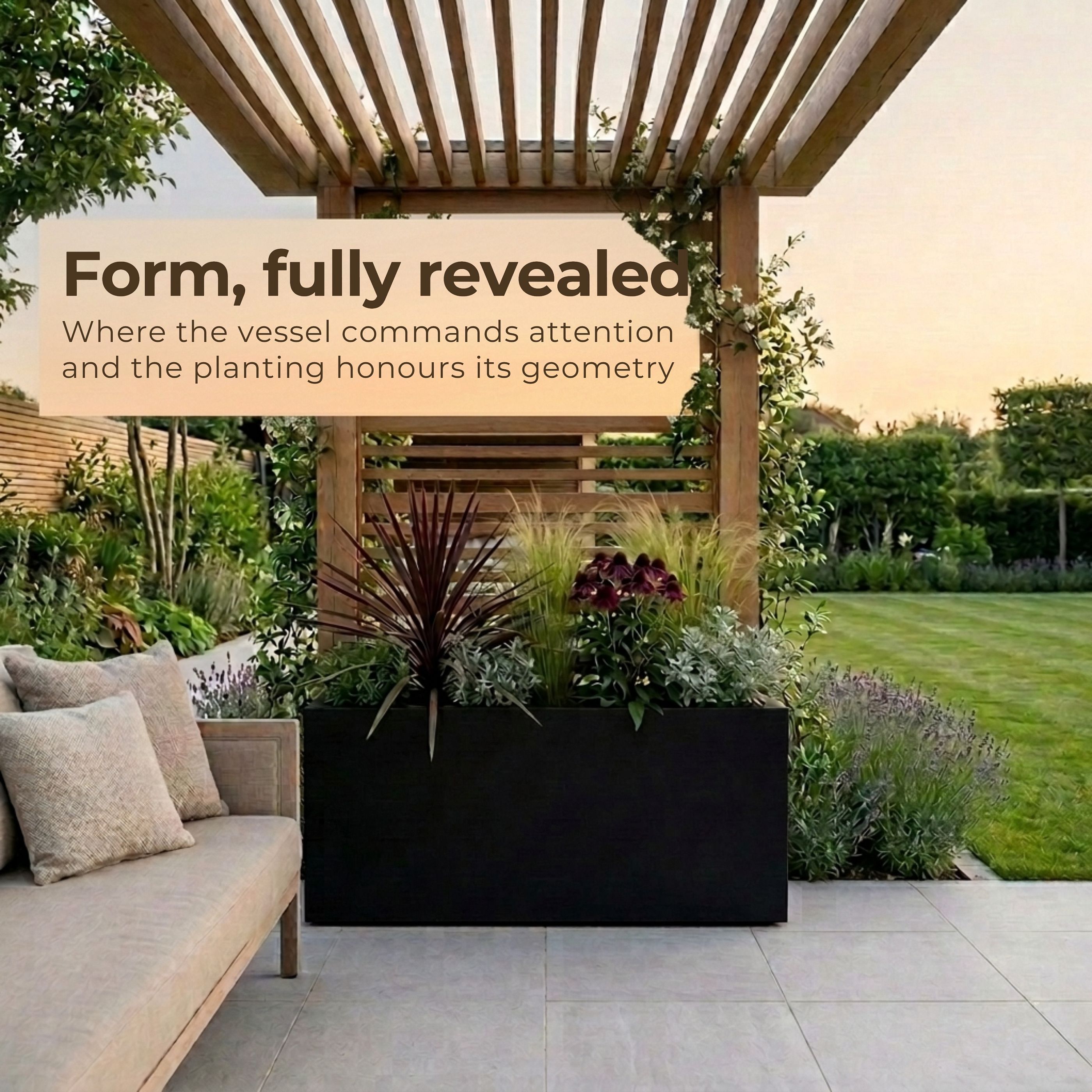 Set of 2 IDEALIST Lite Trough Garden Planters, Light Concrete Outdoor Large Plant Pots