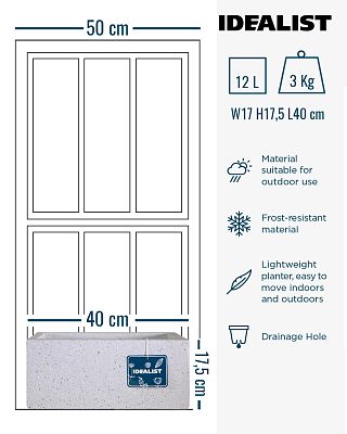 IDEALIST Lite Window Box Light Concrete Planter