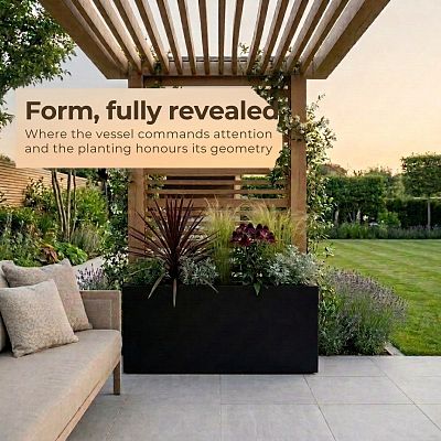 Set of 2 IDEALIST Lite Trough Garden Planters, Light Concrete Outdoor Large Plant Pots