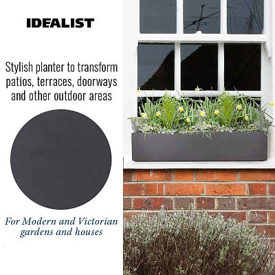 IDEALIST Lite Window Box Light Concrete Planter Set