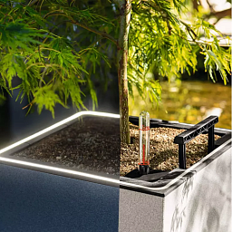 LECHUZA CANTO Stone Low LED Square Poly Resin Self-watering Planter
