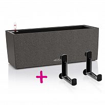 Set of Graphite Black LECHUZA BALCONERA Stone 50 Poly Resin Window Box...