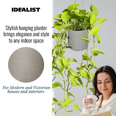 IDEALIST Lite Plaited Style Table and Hanging Cylinder Round Plant Pot Dual Use Indoor Planter