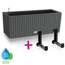 LECHUZA BALCONERA Cottage Trough Poly Resin Self-watering Planter Set