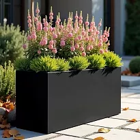 IDEALIST Lite Contemporary Trough Garden Planter, Black Light Concrete...