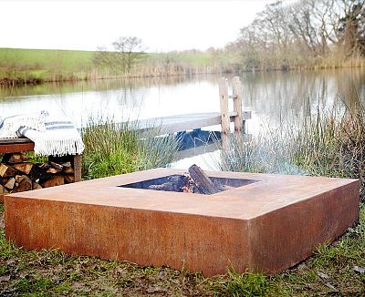 Square Corten Steel Fire Garden Table