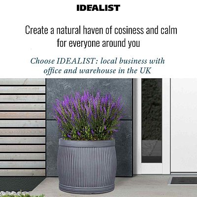 IDEALIST Lite Vertical Ribbed Vintage Style Barrel Round Planter