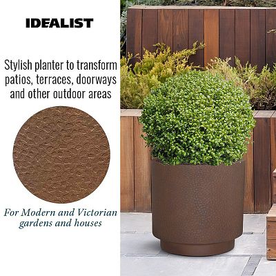 IDEALIST Lite Hammered Stone Cylinder Outdoor Planter