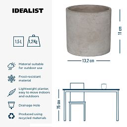 Lukas Concrete Round Planter by Idealist Premium
