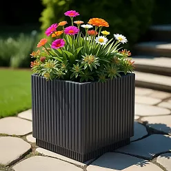 IDEALIST Lite Vertical Ribbed Square Effect Outdoor Planter