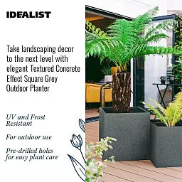 IDEALIST Lite Textured Concrete Effect Square Outdoor Planter