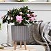 Modern Ribbed Cylinder Planter on Legs, Round Pot Plant Stand Indoor by Idealist Lite