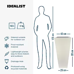 IDEALIST Lite Tall Tapered Contemporary Light Concrete Planter