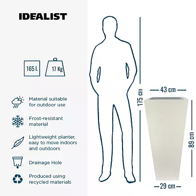 IDEALIST Lite Tall Tapered Contemporary Light Concrete Planter