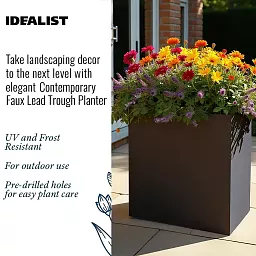 IDEALIST Lite Narrow Contemporary Light Concrete Trough Planter