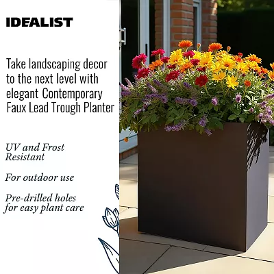 IDEALIST Lite Narrow Contemporary Light Concrete Trough Planter