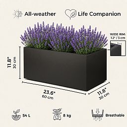 IDEALIST Lite Contemporary Light Concrete Trough Planter