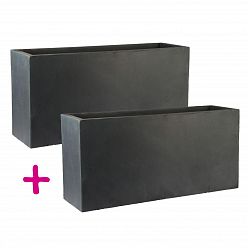 IDEALIST Lite Contemporary Light Concrete High Trough Planter Set