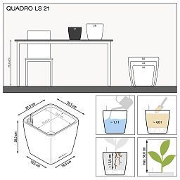 LECHUZA Quadro LS Square Poly Resin Self-watering Planter