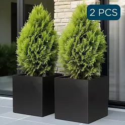 IDEALIST Lite Square Box Contemporary Light Concrete Planter Set