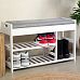 Froppi Bamboo Shoe Storage Bench 2-Tier Wooden Shoe Shelf and Rack with Seat and Storage Box