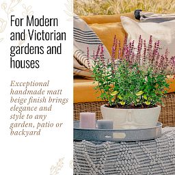 IDEALIST Lite Textured Concrete Effect Oval Face Outdoor Plant Pot with Lips