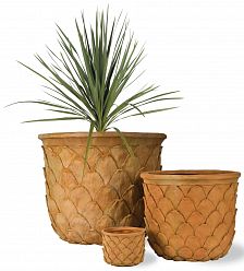 Pineapple Fiberglass Round Tall Terracotta Planter Pot In/Out