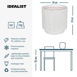 IDEALIST Lite Vertical Ribbed Cylinder Outdoor Planter