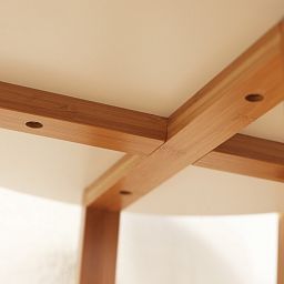 Froppi Small Round Coffee Table for Living Room White Wood Cocktail Table on Natural Bamboo Frame