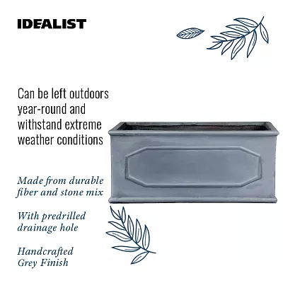 IDEALIST Lite Faux Lead Chelsea Light Concrete Through Planter