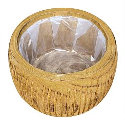 HORTICO RIBBED Wooden House Planter with Legs, Tall Indoor Plant Pot Stand with Waterproof Liner