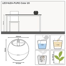 LECHUZA PURO Color Round Poly Resin Self-watering Planter